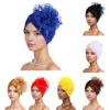 Women Turban Hat Pure Color Mesh Flower Decor Elastic Non-Slip Headwrap Breathable Lightweight Summer Headscarf Hat