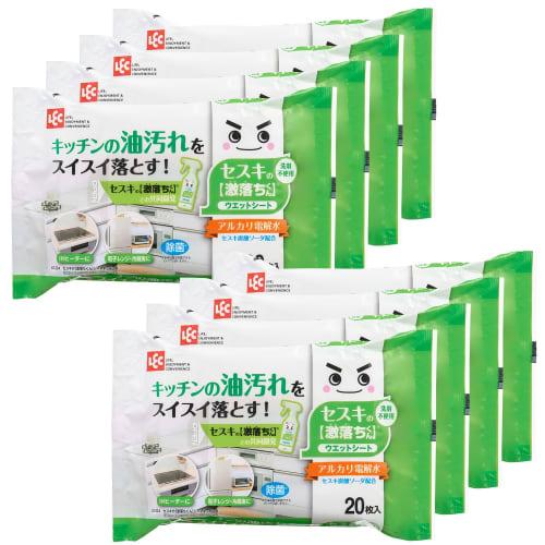 LEC Sesqui Gekiochikun Kitchen Cleaning Sheets, 20 Sheets (20 Sheets x 8 Packs), Alkaline Electrolyzed Water Disinfectant