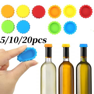 5/10/20Pcs Silicone Beer Bottle Caps Random Color Preservative Cover for Vinegar Soy Sealing Lid Wine Stopper Bar Accessories