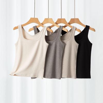 Damen Slim Fit Gebürstetes Quadratischer Ausschnitt Camisole - Unifarben Warme Basisschicht für Herbst und Winter