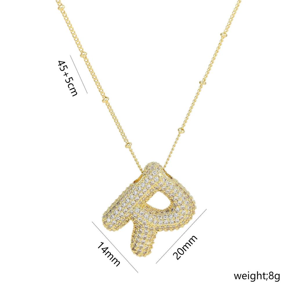 Elegante Collana con Ciondolo Alfabeto in Oro 18 Carati Placcato Zircone