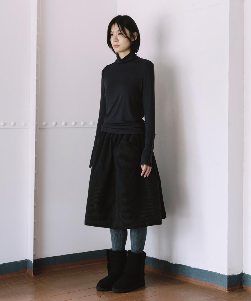 Ohesio Two-Way Button Turtleneck T-Shirt, Charcoal