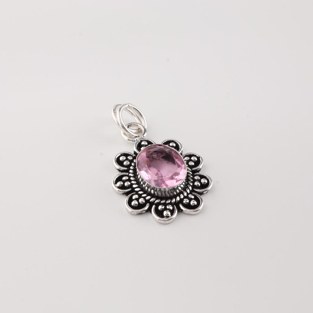 Morganite Gemstone 925 Sterling Silver Jewelry Designer Wedding Pendant 1.37" For Women CP-40-11