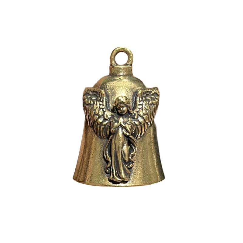 

Vintage Brass Bell With Carved Angel Relief Good Luck Bless Guardian Hanging Decor Home Decor Item Easter Thanksgiving Day Gift