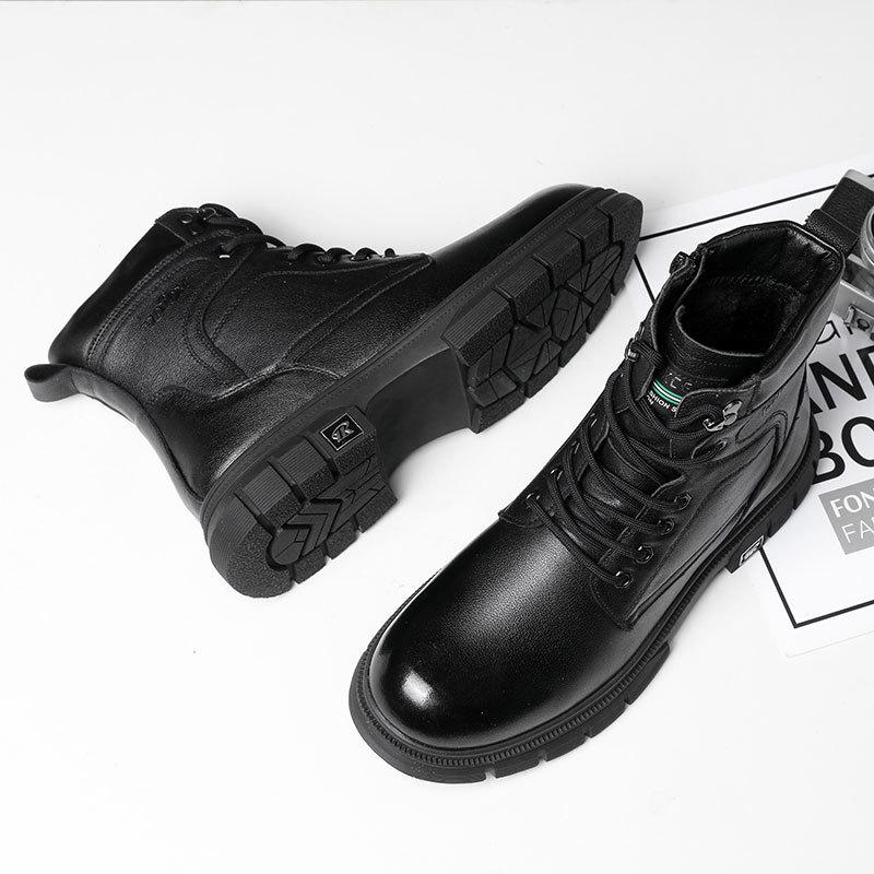 The first layer of cowhide men's Martin boots men's tooling style leather velvet thermal leather boots men's casual high-top men's shoes