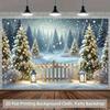 2D Snowy Pine Forest Christmas Backdrop Photography Background Banner