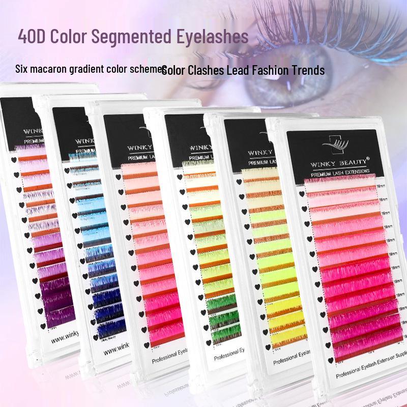 

Vibrant 3D Gradient Multi-Color False Eyelashes - Macaron Style 16mm Length