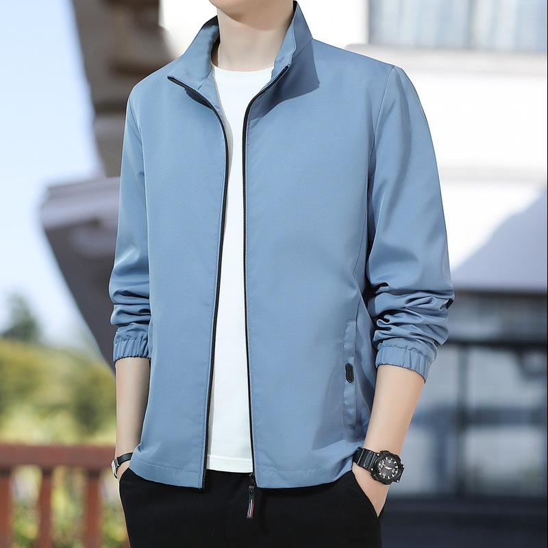 New Jacket Men's Thin Stand-up Collar Jacket Youth Jacket Zipper Jacket Business Jacket Top Jacket