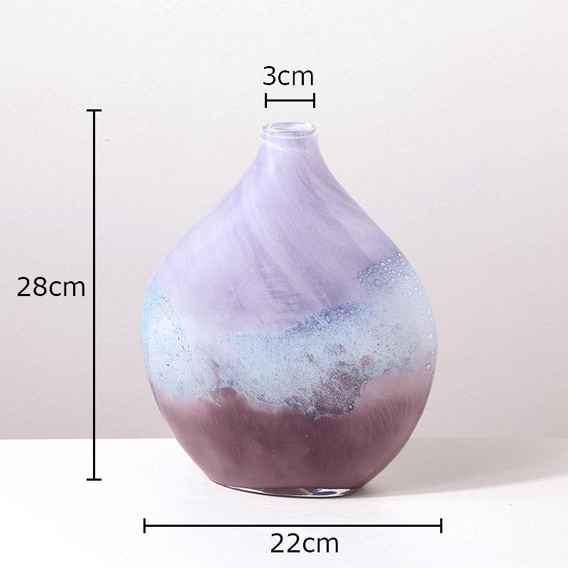 Colorful Gradient Glass Vase Potted Plant Table Decoration Artificial Flowers Floral Arrangement Vases Room Aesthetic Decor