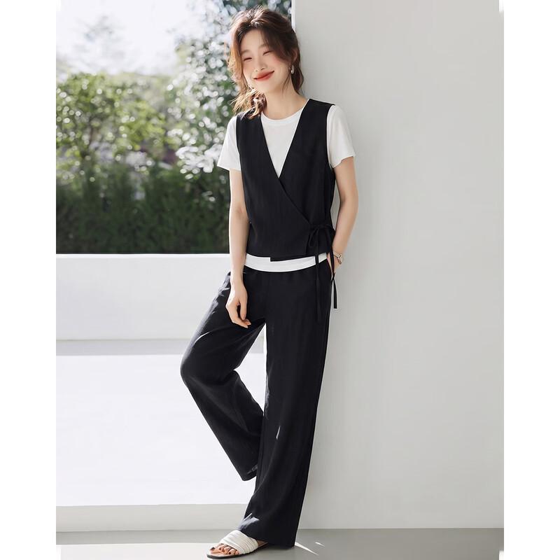 TERRE BLEUE Women s Summer Linen Blend Two-Piece Set M