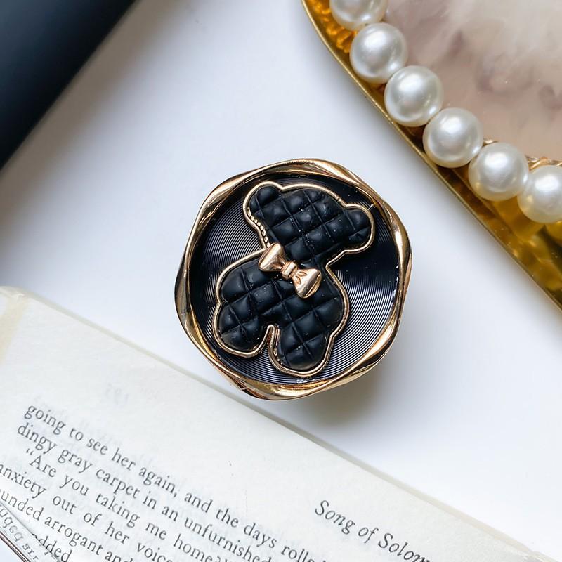 

Metal Plated Teddy Bear Phone Airbag Holder Desktop Lazy Niche Japanese Korean Air Cushion Support Ring Simple Ins
