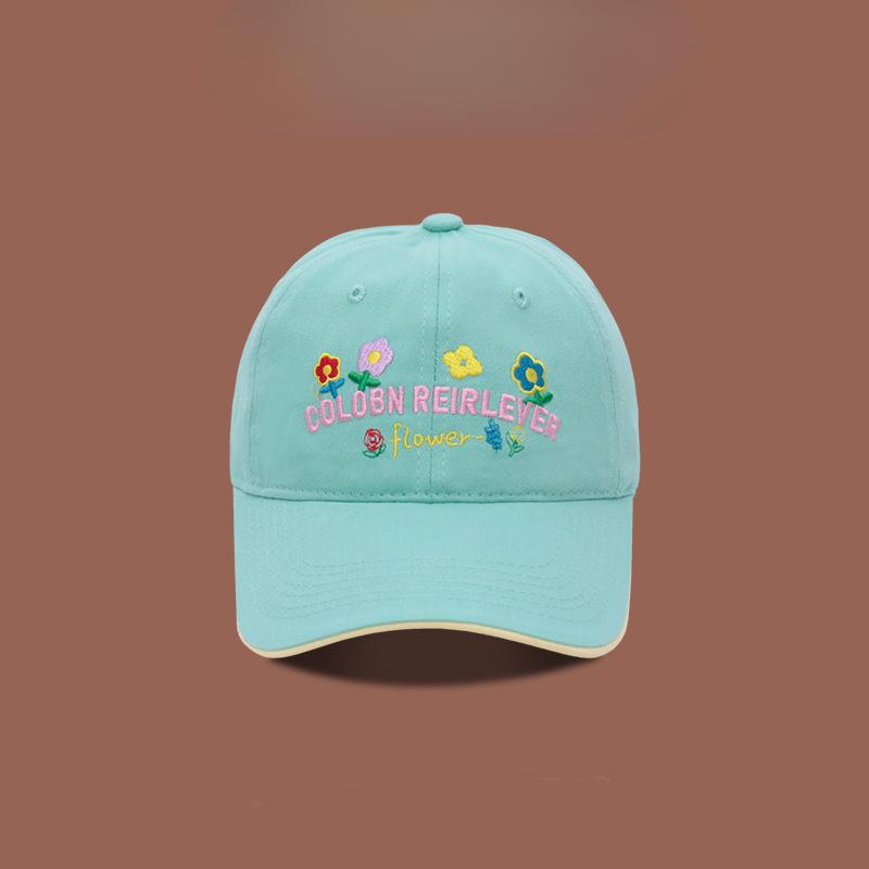 Korean Niche Flower Embroidered Baseball Hat Women's New Wide-brim Baseball Cap Showing Off Their Faces Soft Top Hat Trendy