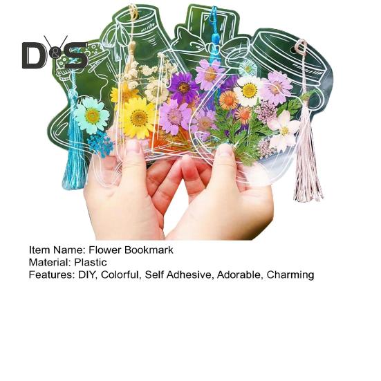 20/100 Pcs DIY Transparent Dried Flower Bookmarks Clear Pressed Flower Bookmarks with Tassels Self-Adhesive Jars Stickers
