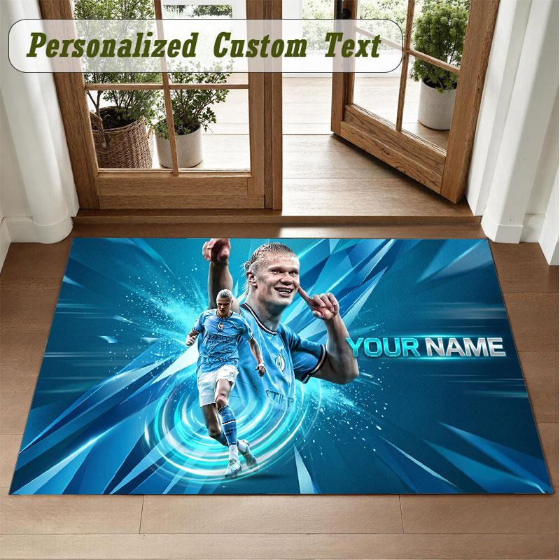 Crystal Velvet Square Rug Custom NameErling Haaland Pattern Non Slip Home Floor Decor Rug