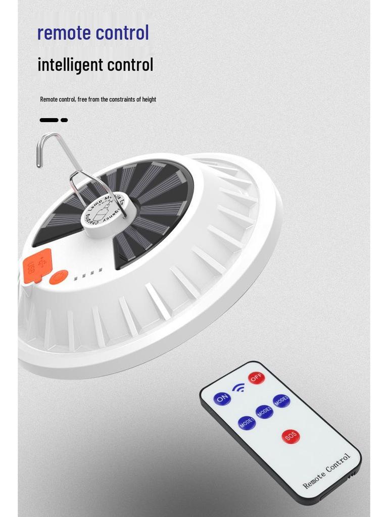 Cross-Border Super Bright Solar Tent Light with Remote Control for Power Outages, Camping, and Night Markets