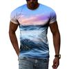 Ocean Wave Pattern T-Shirts Summer Fashion Beach Short Sleeve 3d Printed Top Loose Casual Round neck Holidaywear Mens Tees