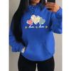 Pink Leopard Print Heart Combination Printing Women Hoody Loose Hip Hop Hoodie Casual Fleece Sportswear Y2K Hoodies