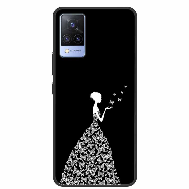 For Vivo S9 V21 V21e Case Black Silicone Back Cover Case For Vivo V21 S9 V21e Phone Cases Cover V 21 e S 9 Funda Coque Cartoon