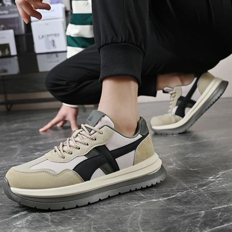 Fashion Fashion Vulcanize Footwear Men's Suede Leather Mesh All-Match Casual Shoes Men Classic Sneakers Comfortable Skateboard Flats