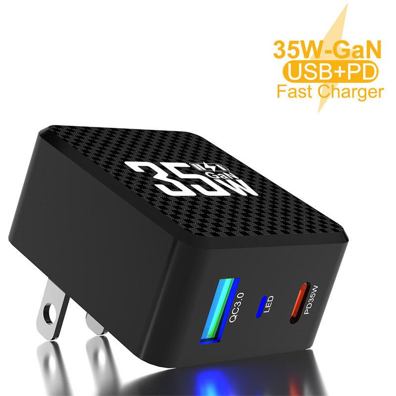 

2 порта Mini 35W GaN USB Type C зарядное устройство QC3.0 портативное быстрое зарядное устройство для iPhone 14 Pro Xiaomi 13 Samsung EU/US EU Plug чёрный