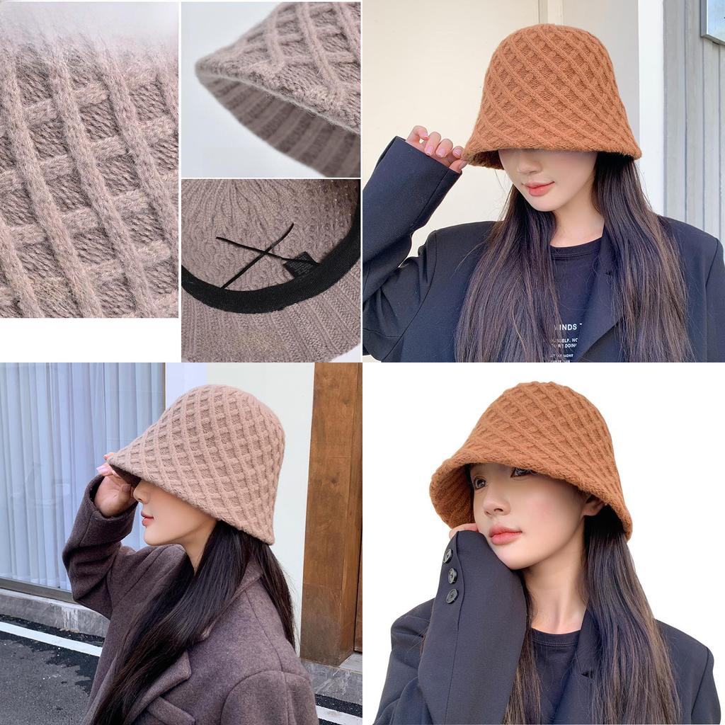 Knitted Bucket Hat For Women With Breathable Windproof Fabric In Autumn Winter