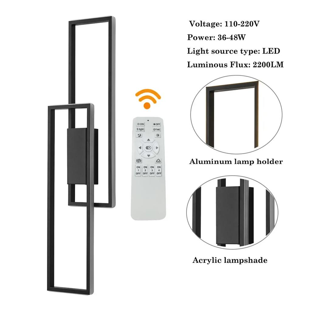 Industrial LED Wall Sconce Light with Remote Control, 18-36W Adjustable Acrylic Metal Fixture for Indoor Lighting wall decor