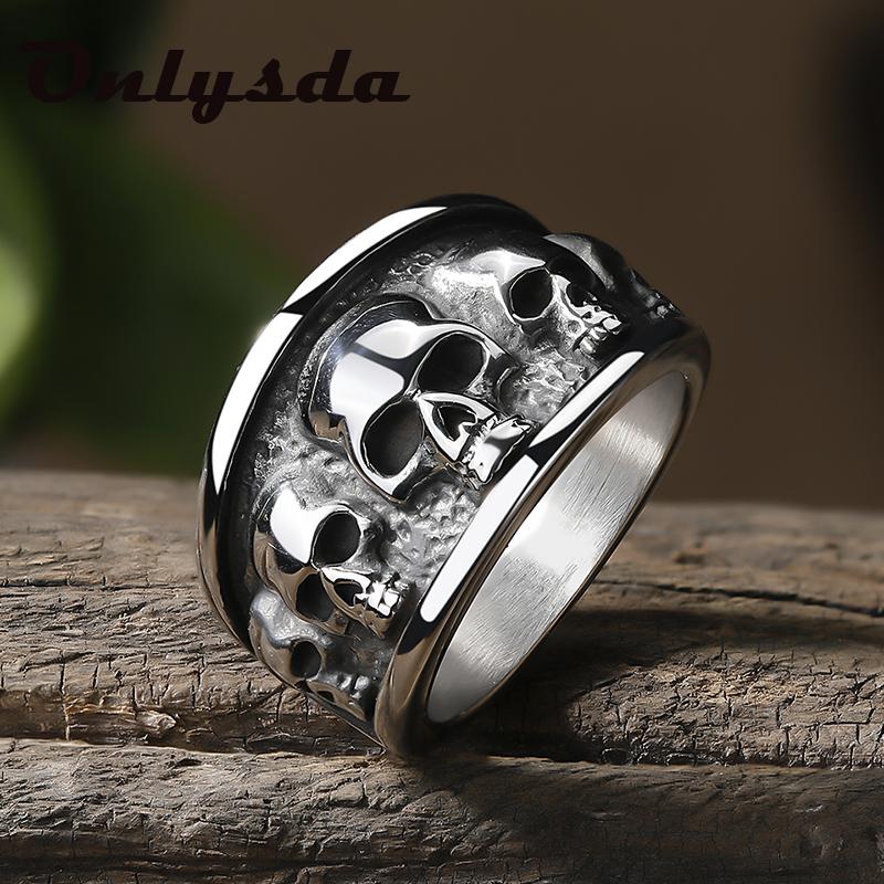 Free Shipping Style Stainless Steel Gothic Accessories Lost Skull Ring Anel Masculino Punk Jewelry Boyfriend Gift OSR731