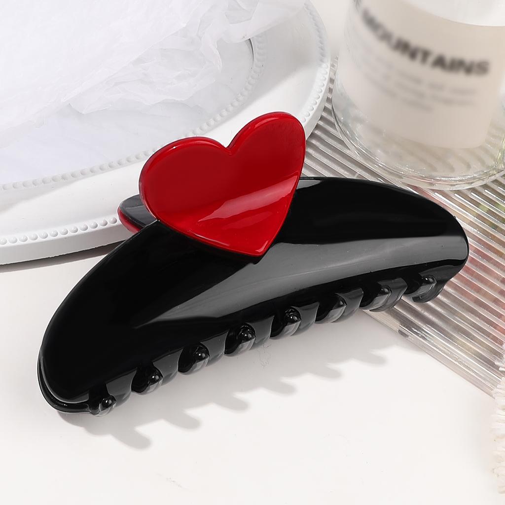 3 Stück Valentinsherz Haarstyling-Accessoires,Große Rosa Haarspangen,Französische Haarspange Stark Halt Kieferklemmen für Dickes Haar