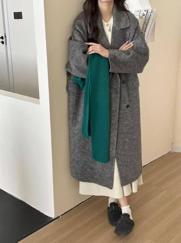 Double-Sided Wool Coat: Women's Long, Loose Korean Style with High-End Luxury for Autumn/Winter