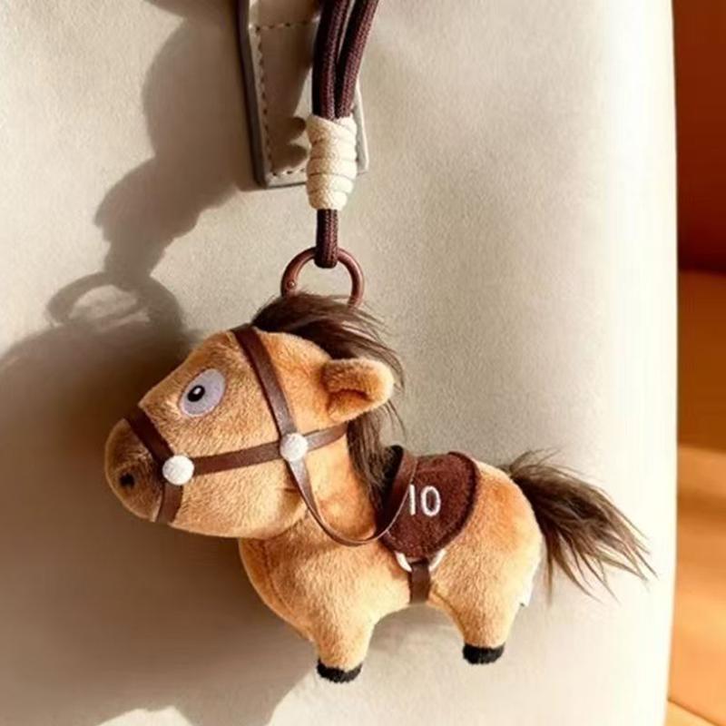 Plush Pony Keychain Pendants Cute Lucky Cotton Dolls School Bag Hanging Soft Filling Toys Year Of The Horse Gifts