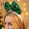 Decorative Snowflakes Headwear Sparkling Glitter Christmas Bow Headband for Women Girls, Giant Bowknot Hair Outfit Accessories with Snowflake Gift Box