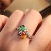 Adjustable Gem Zircon & Tourmaline Ring: Luxury Women's Colored Diamond Statement Piece