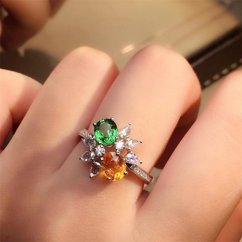 Adjustable Gem Zircon & Tourmaline Ring: Luxury Women s Colored Diamond Statement Piece Adjustable Open Size