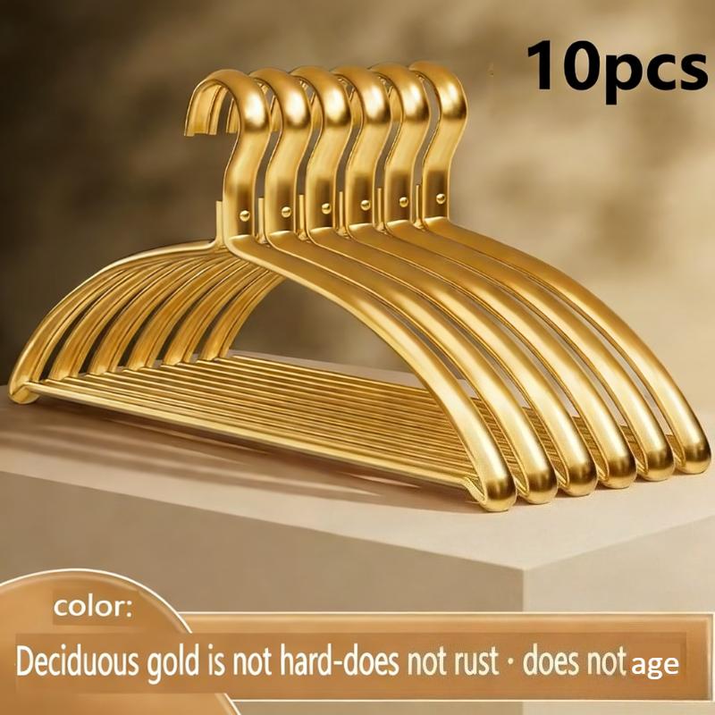 5/10/15pcs Gold Metal Hangers,Matte Aluminum Clothes Hangers for Aesthetic Home Decor,Dorm Room, Sturdy Space-Saving Hanger Rack