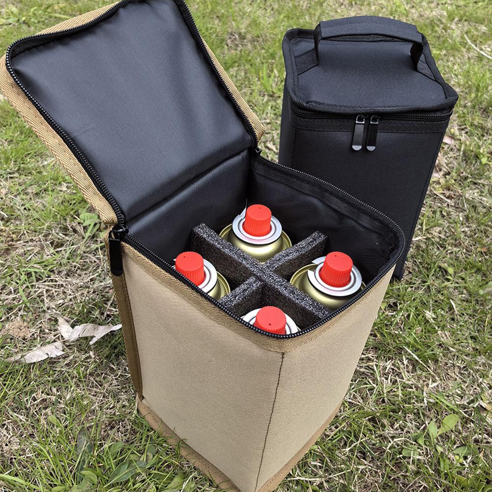 Butane Fuel Canister Anti-Collision Cover 600D Oxford Cloth Camping Lantern Gas Tank Bag with Handle for Outdoor Camping Cooking