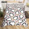 Penguin Comforter Cover Package Queen Dimension Size Sweet Animal Design for Kids Teens Bed Ensemble Sweet Penguin Animal Design Cozy Quilt Cover