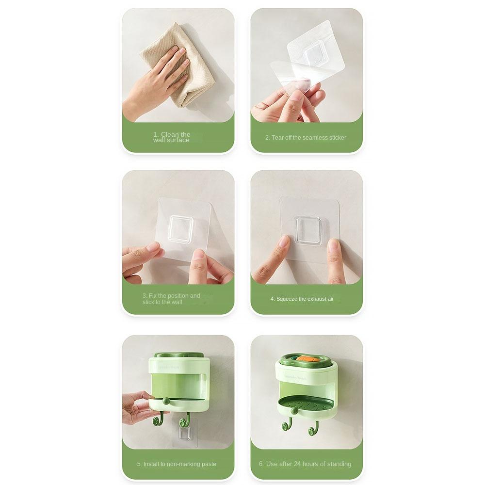 With Laundry Brush Soap Box Free Punching Bristle Cleaning Brush Soap Dish  Bathroom Accessories