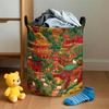 1pc of a Foldable Laundry Basket Featuring a Japanese Shrine And Fox Spirit Design - a Spacious Hamper with a Handle, Adorned with a Charming Torii Ga