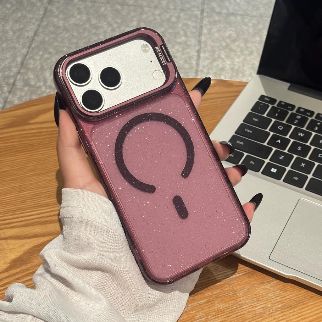 Applicable to iPhone18promax glitter magnetic mobile phone case Apple 17 lens holder all-inclusive anti-drop PC case 16
