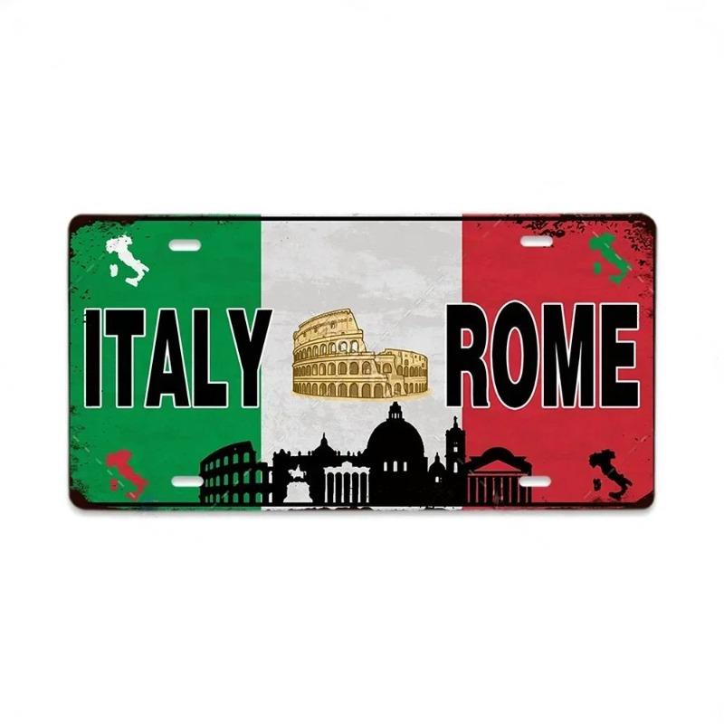 Retro Car 2D Metal Sign, Aluminum Wall Decor 15x30cm