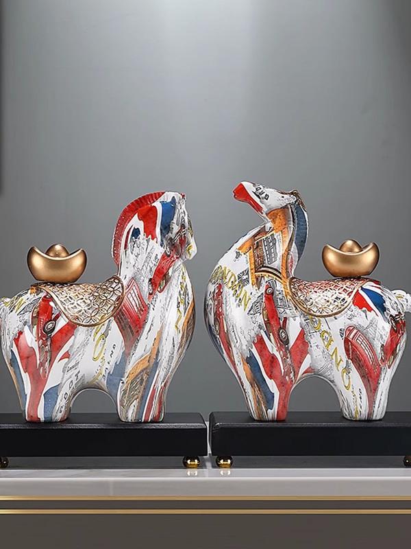 Colorful Prosperity Horse Figurine: Elegant Decor for Office, Living Room, or Hallway - Ideal Housewarming or Opening Gift