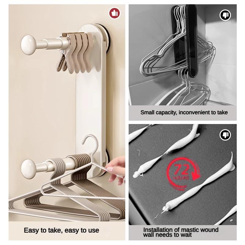 Double-ended hanger storage rack Suitable for wardrobe & balcony Possesses two poles Various types of hangers can be placed