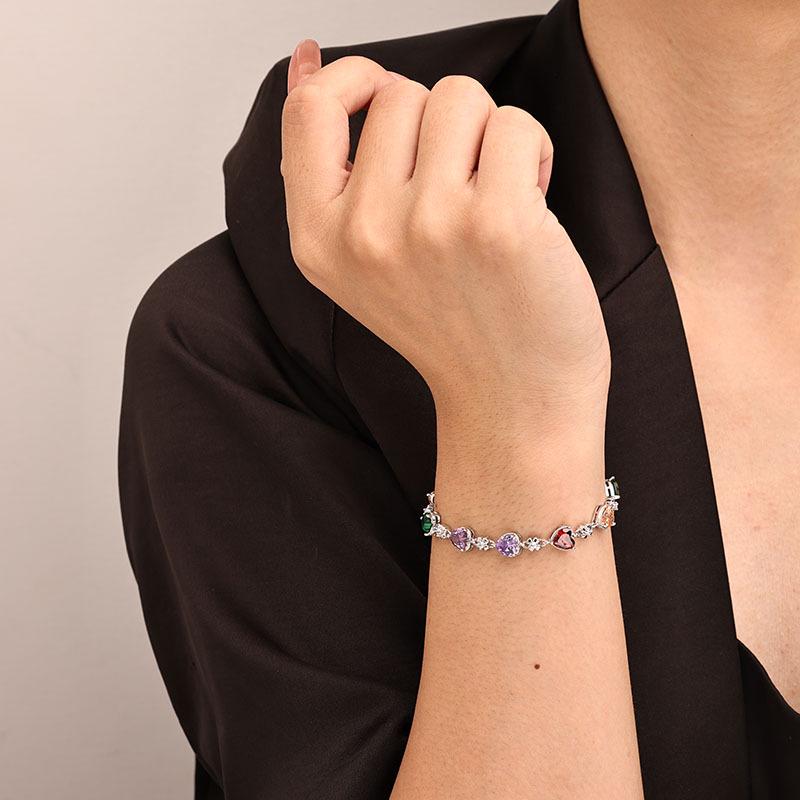 European & American Color Zircon Bracelet - High-End Fashion Women's Jewelry