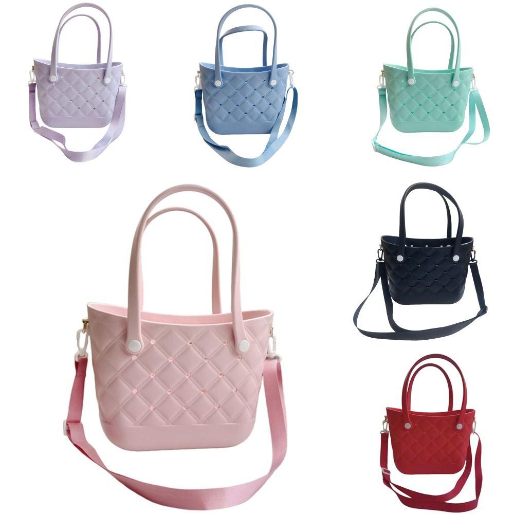 

DIY Hole Beach Bag Solid Color Shoulder Bag Fashion Crossbody Bag Women бежевий