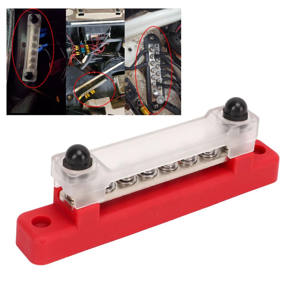 48V 150A 6 Terminal Bus Bar Power Distribution Block with Cover M6 Studs M4 Screws for Car RV   Marine Boat