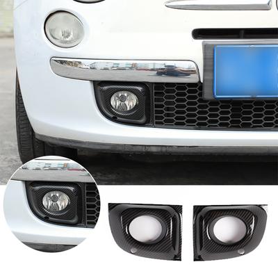 ABS Carbon Fiber Přední Mlhová světla Dekorace Lampy Obložení rámu Samolepky pro Fiat 500 2011-2015 Auto Exteriér