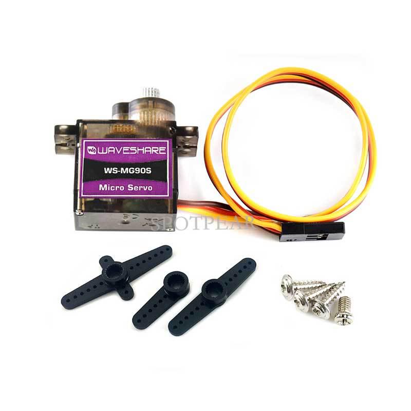 MG90S Metal Gear Servo, 2kg/cm-2.8kg/cm Torque, 180° Rotation