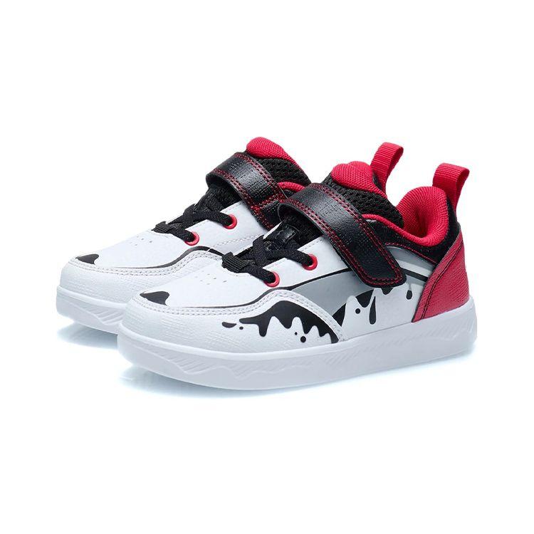 Li Ning Velcro Soft Comfortable Non-Slip Wear-Resistant Low-Top Kids Skate Shoes Kids skate shoes Black Red YKNR112-5