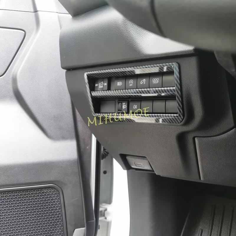 For Toyota Tundra Sequoia 2024 2025 LHD Car Center Console Headlight Lamp Switch Cover Sticker Decoration Carbon Fiber