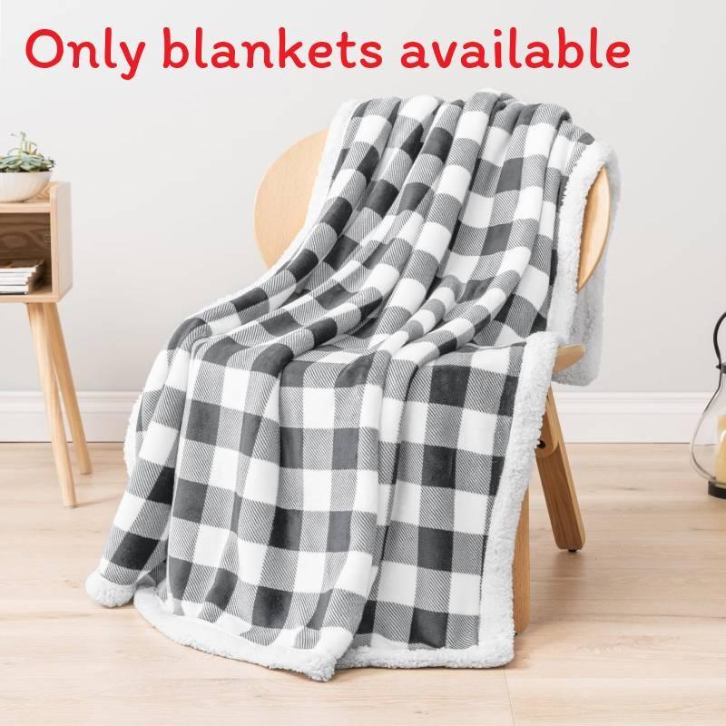 Black White Buffalo Plaid Winter Blanket With Plush Fleece For Couch And Bed Use 130X 150 CM белый